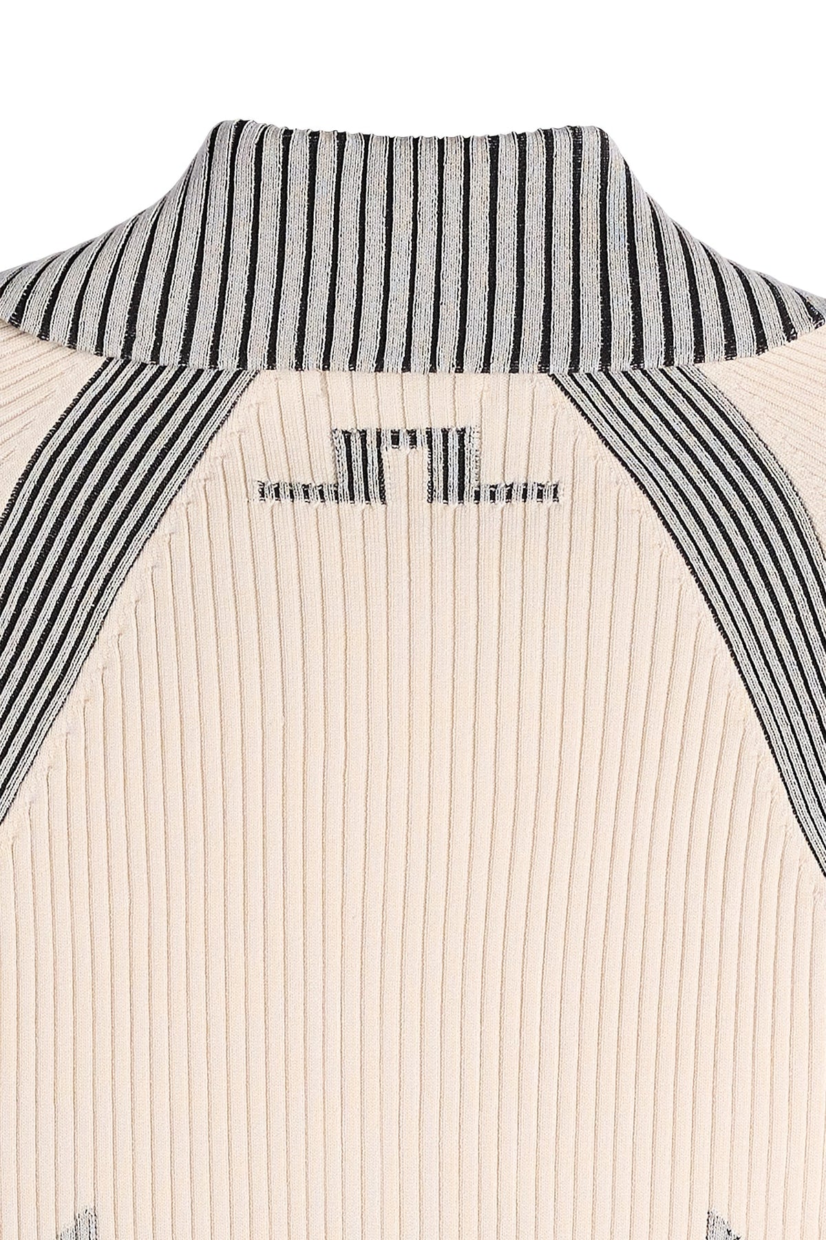 Terri Contrast Rib Zip Sweater / Moonbeam
