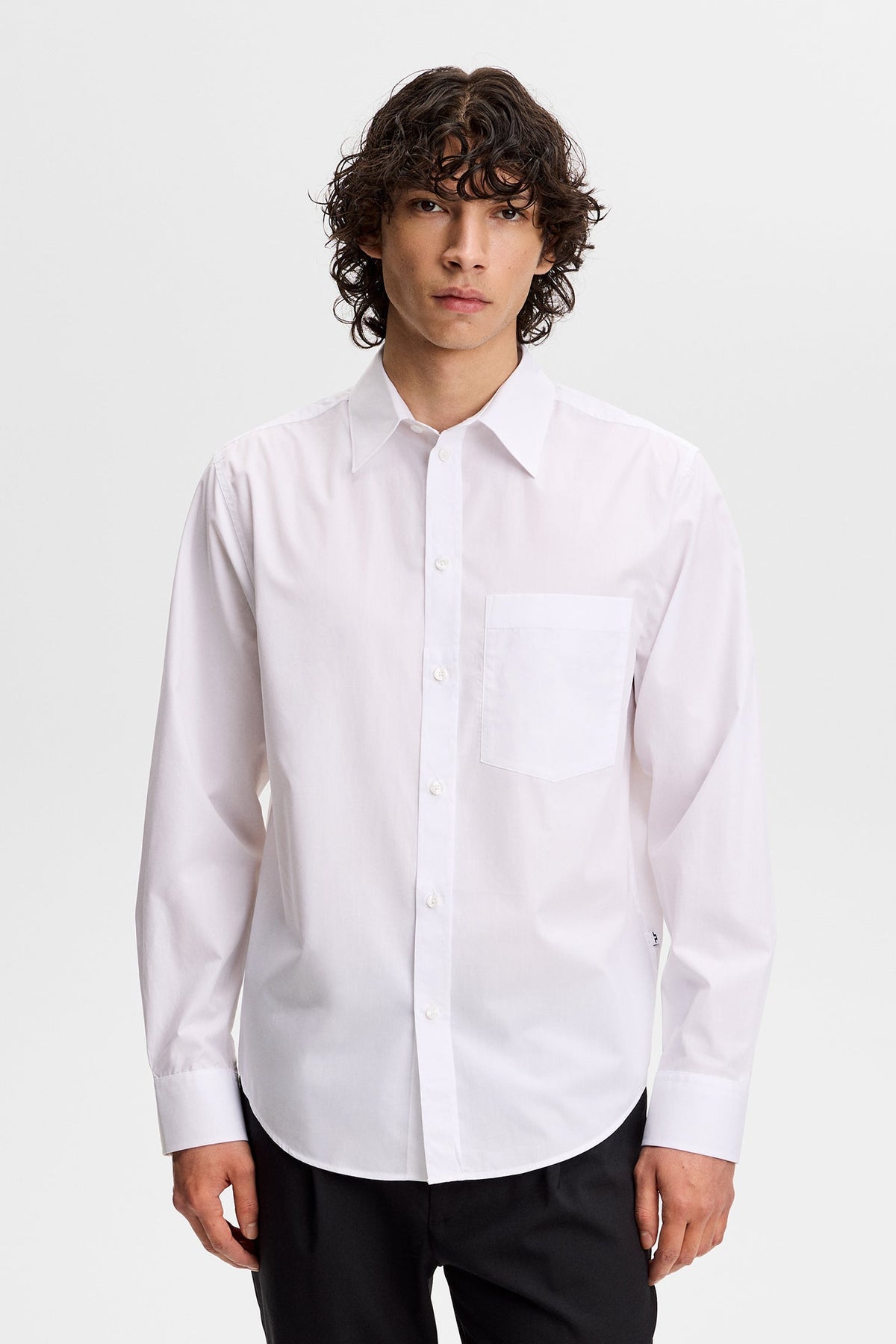 Zachary Cotton Solid Shirt / White