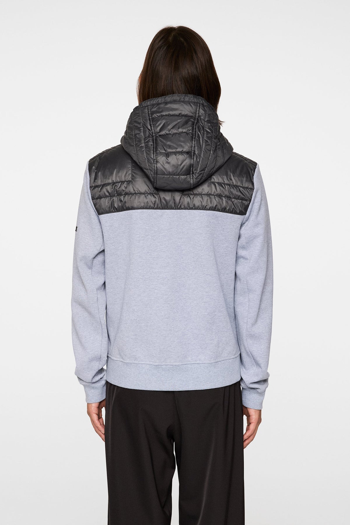 Seth Hybrid Zip Hood / Medium Grey Melange