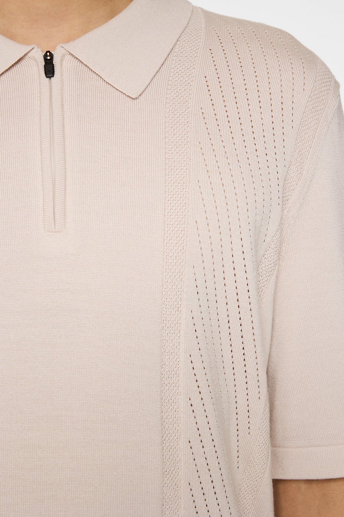 Remy Structure Zip Knit Polo / Moonbeam