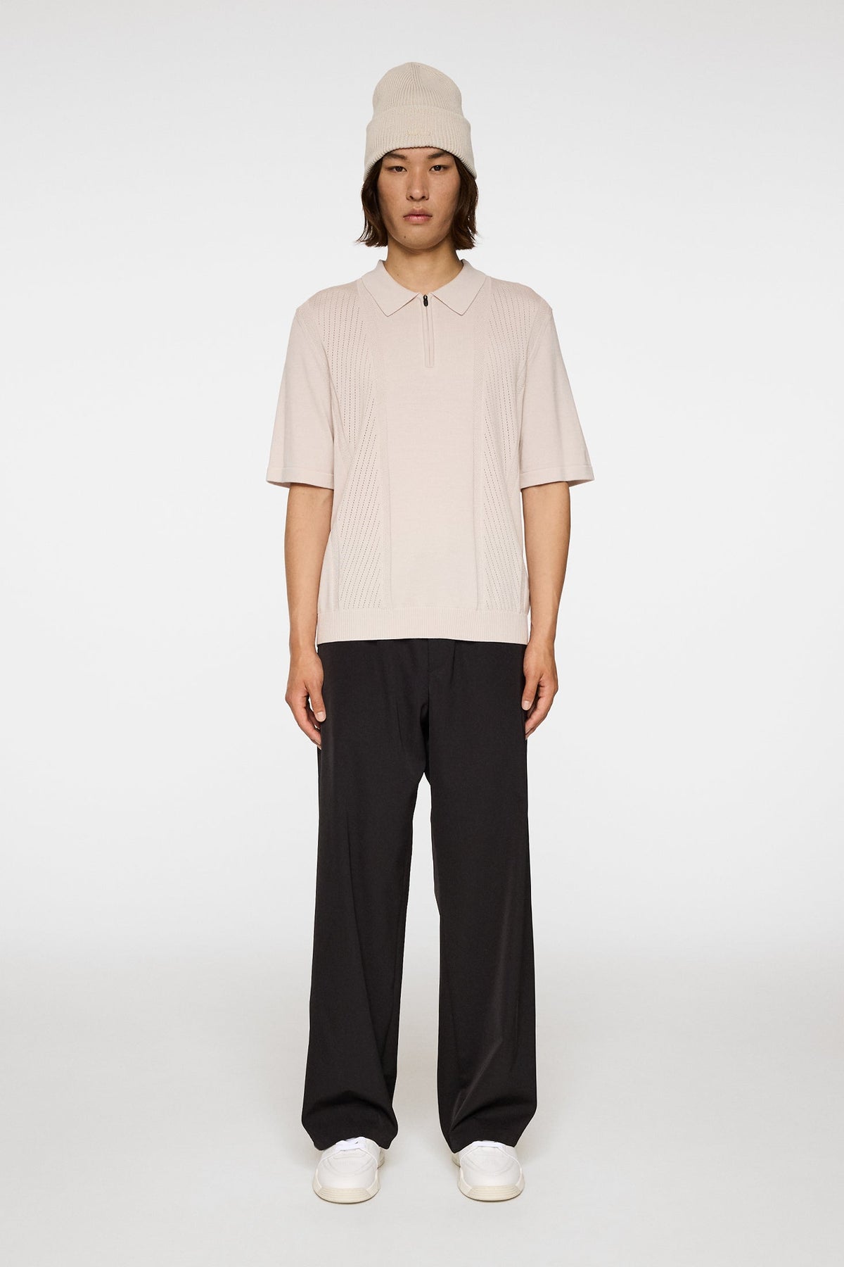 Remy Structure Zip Knit Polo / Moonbeam