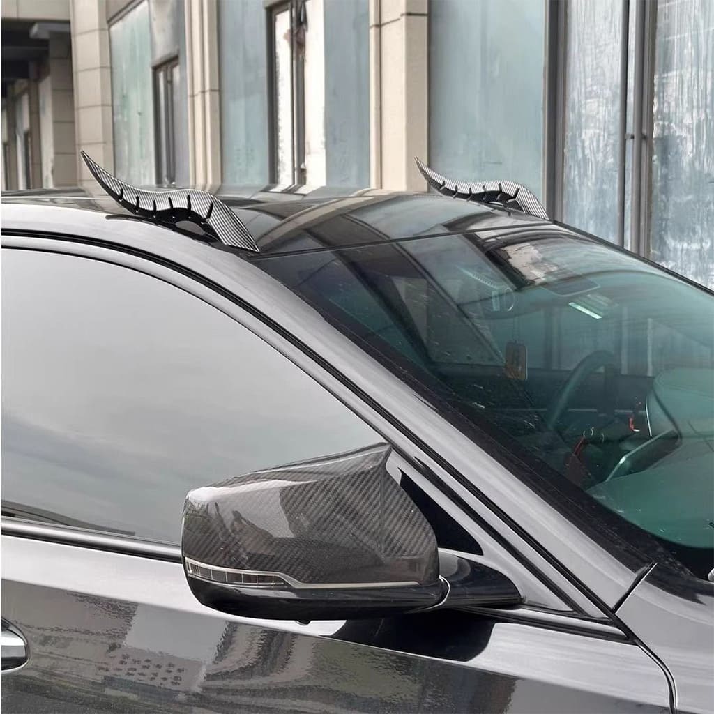 Lot de 2 décorations de toit de voiture cornes de dragon
